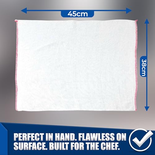 Towelogy Jumbo Dish Cloths 10 Pack – Cotton Rich Kitchen Cleaning Towels 38×45cm, Super Absorbent & Durable for Washing, Cleaning & Drying (10, Red Borders) - Image 3