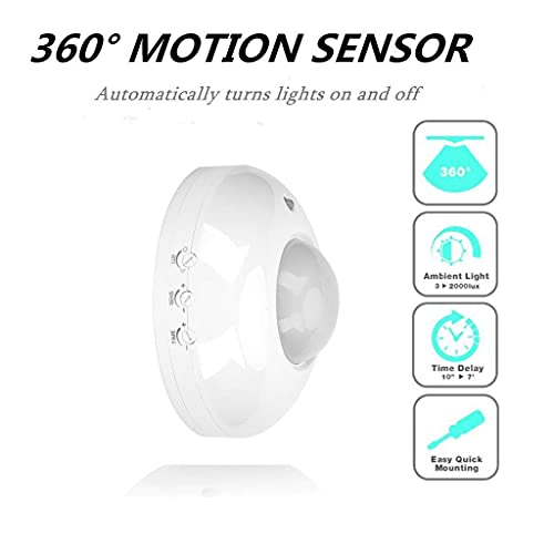 Détecteur Mouvement Plafond 360° - 6m Portée - 110-240V - Pour Lumière Couloir, Garage