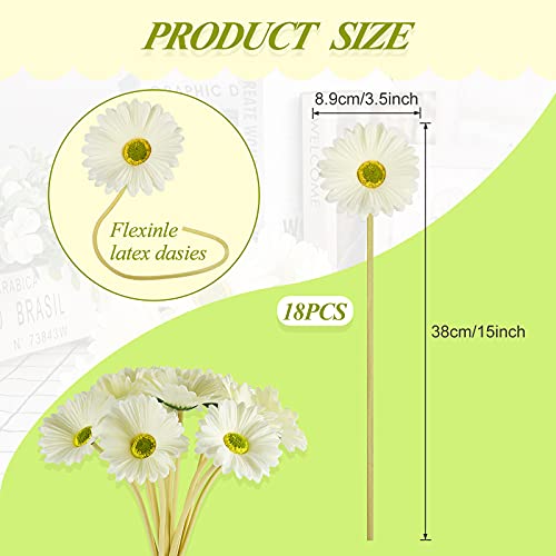 Willbond Faux Daisy Faux Flower Gerbera Daisy Faux Gerbera Daisies Faux Flower Bouquet 15 Inch For Wedding Bridal Bouquet Party Home Kitchen (White, 18 Pieces) #TOP1
