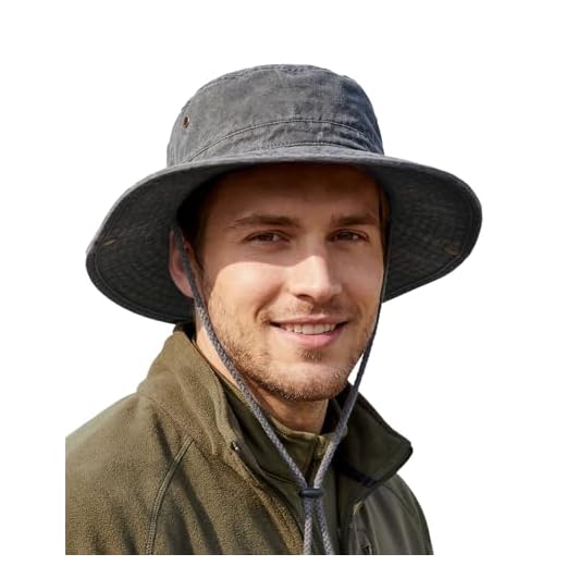 Zylioo XXL Sun Hats for Men Big Heads,Large UPF50+ Wide Brim Safari Boonie Hat,Oversized Bush Hat for Outdoor Hiking Climbing Fishing Grey