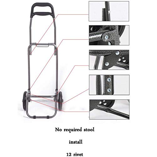 AYCPG Leichtes, zusammenklappbares Wagen, Koffer, 2 Räder, aus PU-Kunststoff, ergonomischer Griff, faltbar, Oxford-Stoff… – Bild 8