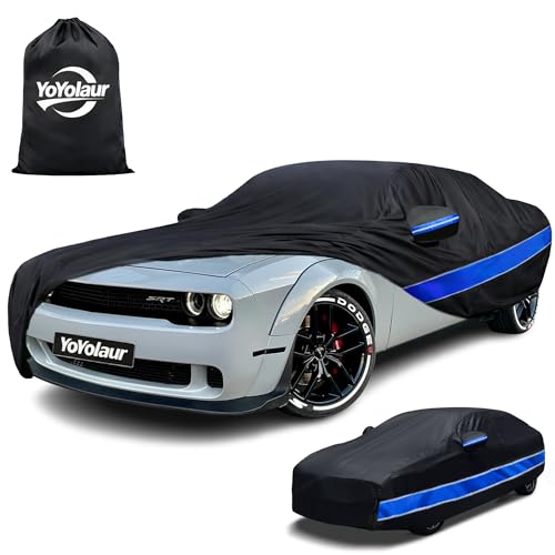 Car Cover Custom Fit Dodge Challenger 10-Layer Car Cover Waterproof All Weather Full Exterior Cover Cotton Lining Sun Rain UV Dust Snow Protection with Door Zipper Fit for Dodge Challenger 2008-2025