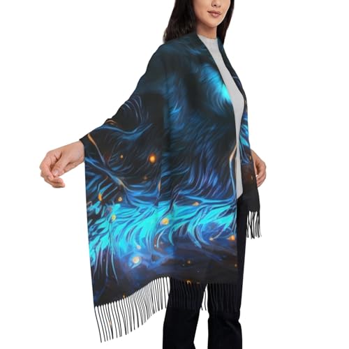 Cool Blue Light Wolf Print Scarves For Women Gifts Blanket Scarf Scarves Oversized Wrap Shawl Gift4