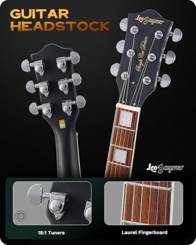 Image of Leo Jaymz SC Series Electric Guitar - Mahogany Body, Laurel Fingerboard, Dual Humbuckers, Tune-O-Matic Bridge, C Neck, 18:1 Tuners (Matt Black X)