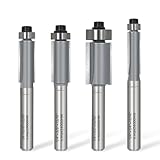 KEENTECH 4PCS Flush Trim Router Bit Set 1/4 Inch Shank, Cutting Diameter: 1/4',5/16',3/8',1/2', Woodworking