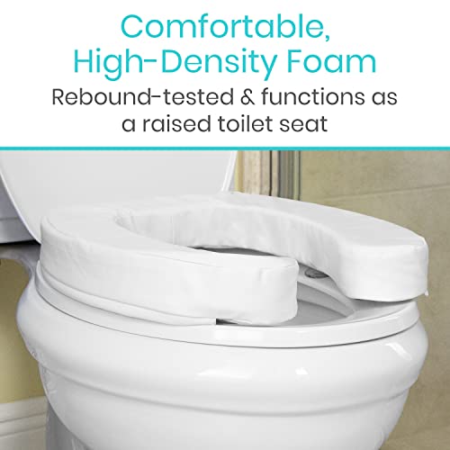 Vive Toilet Seat Cushion 2-Inch High Density Foam - Toilet Raised Donut Easy Clean Portable Cushioned Pad Bathroom Attachment - Elongated Raiser - Comfort, Support For Handicap, Adults, Tailbone Pain #TOP2
