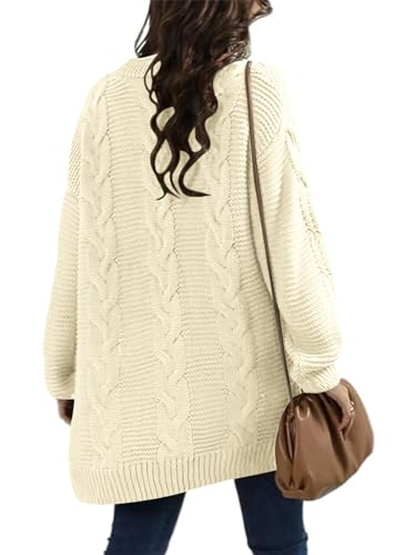 Image of Womens Oversized Chunky Open Front Cardigan Sweaters Cable Knit Long Sleeve Cardigans Outwear Coats