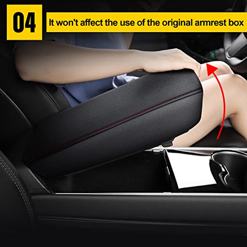 AOMSAZTO Armrest Covers Middle Console Covers for 2015–2022 Jeep Renegade Leather Black with Red Stiches by AOMSAZTO - Used condition - Image 5