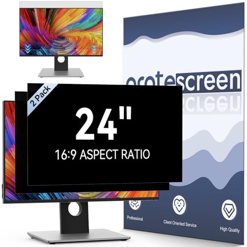 [2-Pack] 24 Inch Computer Privacy Screen Filter for 16:9 Widescreen Monitor, Removable Eye Protection Anti Glare Blue Light Filter Privacy Shield, Anti Spy Screen Protector Film 24 In