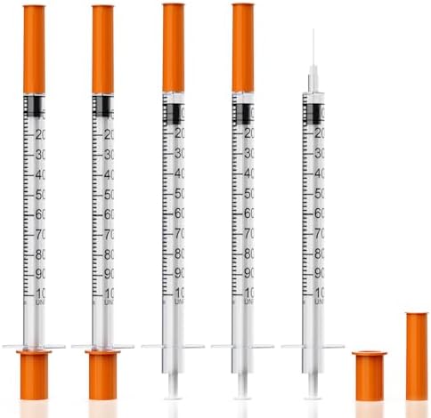 U-100 Insnlin Syringe 31G 5/16" (8mm) 1cc Syringe with Needle, Pack of 25