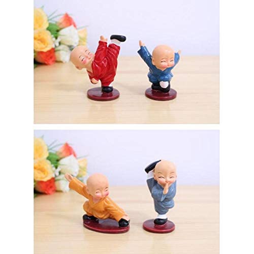 Image of AUGEN Polyresin Set of 4 Buddha Monks Statues Figurines Showpiece for Wall Shelf Table Desktop Living Room Car Dashboard Decoration Home Office Decor (Multicolour)(7698C)