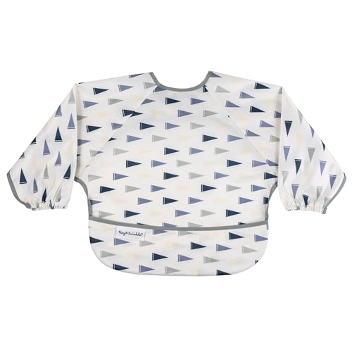 Image of Tiny Twinkle Long Sleeve Bib for Babies & Toddlers | Waterproof Smock Bib for Eating | Machine Washable & Mess-Proof Feeding Essentials | Newborn Shower Gift (Varsity Flags, Small 6-24 Months)