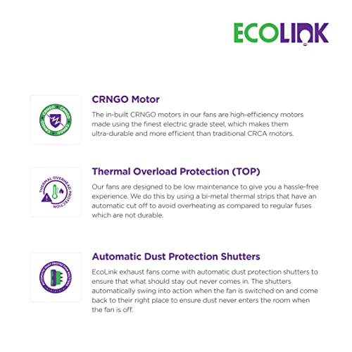 Image of EcoLink Turbo Exhaust Fan 250MM White,Powered By High-Efficiency Motor with Thermal Overload Protection, (TURBO250MM)