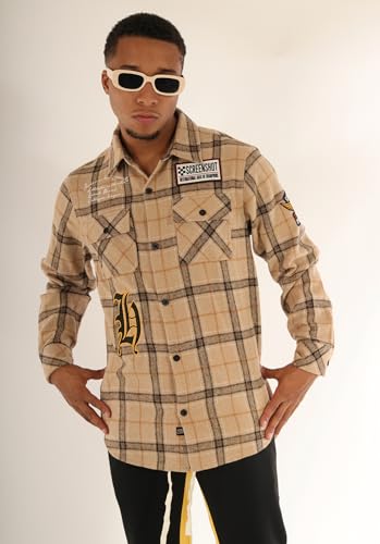 Image of SCREENSHOT Shacket 3202 Mens Casual Plaid Flannel Shacket Shirt Jacket Button Down Long Sleeve
