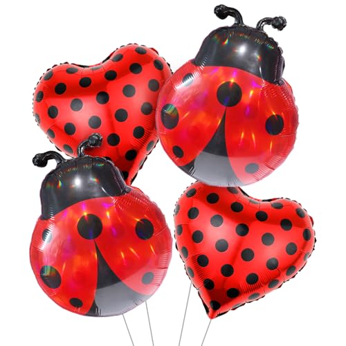 Ladybug Foil Mylar Balloons Insect Bug Spring Garden Picnic Theme Lady Bug Party Balloons Arch Lady Bugs Decor for Baby Shower Birthday Party Decorations Supplies