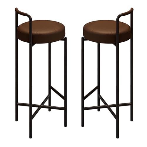 Industrial Counter Height Stools Set of 2, Faux Leather Armless Pub Chairs with Low Back and Metal Legs, Vintage Tools for High Table Home Office Kitchen Island