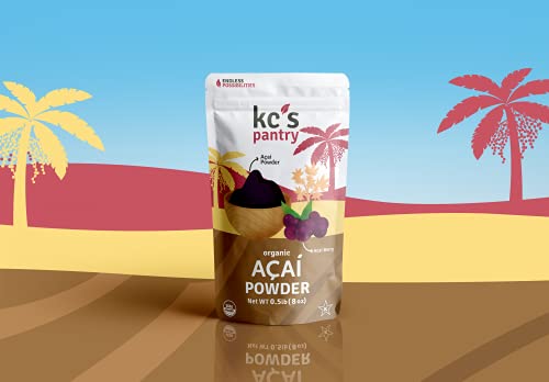 Kc's Pantry Organic Acai Powder - 8 Oz. Bag, 76 Servings Organic, Non-Gmo, Vegan, Gluten-Free, Keto & Paleo, Kosher, Perfect For Use In Smoothies, Drinks, Tea & Baking #TOP2