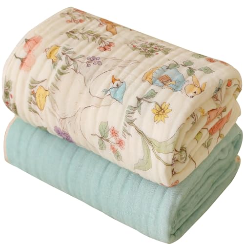 Image of HardNok Ultra-Soft Muslin Baby Blanket - Woodland Swaddle & Crib, 2-Pack