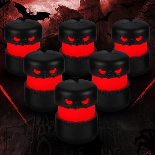 EverBrite 6-Pack Halloween Skeleton Camping Lantern, Collapsible Halloween Skull Lantern, Two Color Changing, Skeleton Halloween Decor for Yard, Lawn, Garden, Haunted House Prop