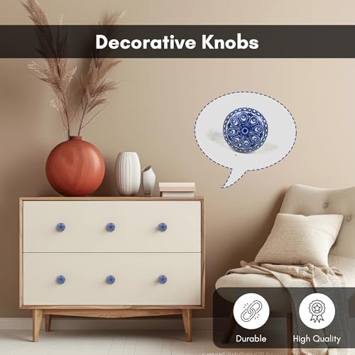 Image of Vintage Ceramic Knobs for Kids and Kitchen Cupboards, Drawers, Wardrobes, PC Cabinets, Almirahs, Dressers, Decorative Pull Handles for Dressing Table and Home Decor -Set of 12, Luminescence