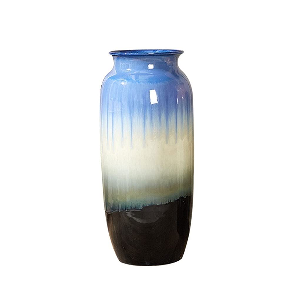 asdchZen Flower Vase Table Flowers Vase 16.53 Inch Retro Gradient Ceramic Large Vase Home Restaurant Coffee Table Office Desktop Decorative Vase Can Be Hydroponic Decorative Vases For,C