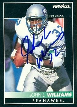 Sports Memorabilia John Williams Autographed Football Card (Seattle Seahawks) 1992 Pinnacle No.44