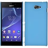 PhoneNatic Hülle kompatibel mit Sony Xperia M2 - Hülle hellblau gummiert Hard-case + 2 Schutzfolien