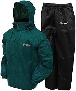 FROGG TOGGS Men's Classic All-Sport Waterproof Breathable Rain Suit, Dark Green Jacket/Black Pants