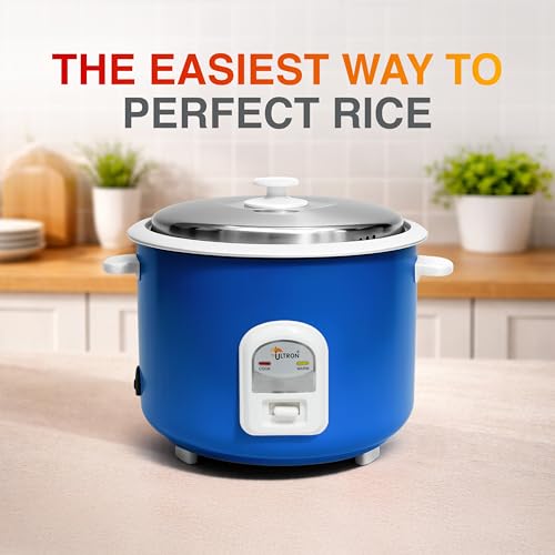 Image of ULTRON 1L Automatic Electric Rice Cooker with Double Aluminium Pot | Auto Cook & Auto Warm Function | Cool Touch Handles | Durable Body | 2 Year Product Warranty & 5 Year Heating Coil Warranty (Blue, 1 L)