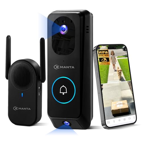 CEMANTA 2K Video Doorbell Camera Wireless with Chime, Free Cloud Storage, Dual-Cam, Package Protection, 190° View, WiFi6, Voice Changer & Anti-Tamper, Night Vision, 2-Way Audio, Compatible with Alexa