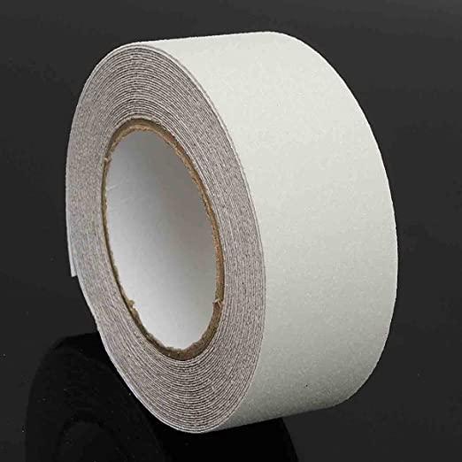 Image of CLIPPER Anti-Skid Tape For Stairs High Traction Abrasive Tape Self Adhesive Waterproof Non Slip Strips for Slippery Floors, Indoor, Outdoor, Staircase, Ramps (5 CM x 5 M) (White)