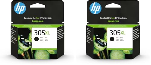 HP 305XL 3YM62AE, Negro, Cartucho de Tinta de Alta Capacidad Original, Compatible con impresoras de inyección de Tinta DeskJet Series 2700, 4100, Envy Series 6020, 6030, 6400 y 6430 (Paquete de 2)