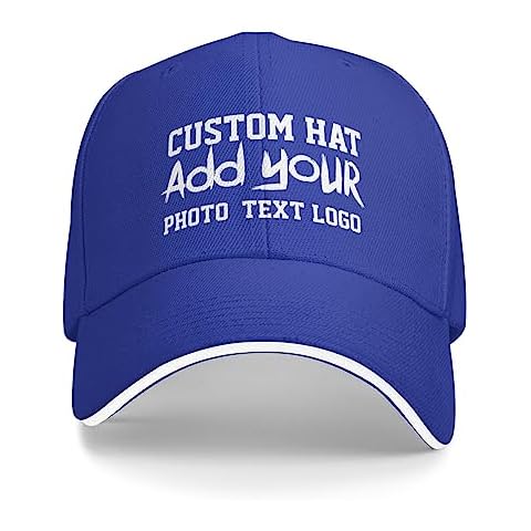 Custom Hat Custom Baseball Cap Add Your Text Image Design Personalized Hat for Men & Women Blue Cover