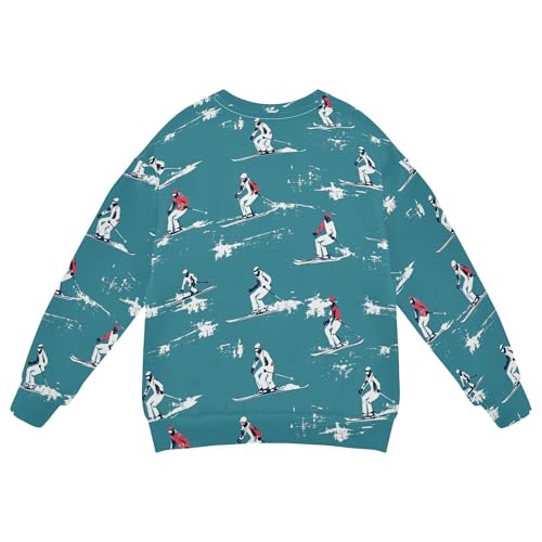 JUNZAN Skiing Teal Kids Boys Hoodie Sweatshirt Crewneck Kids Pullover Hoodie Athletic 4T2