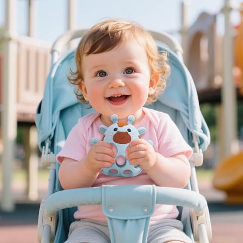 Image of Baby High Chair Toys Teething Chew - Baby Table Toys, High Chair Suction Toy Teething Toys Silicone Teethers, Food Grade Silicon for 6 12 18 Months Blue