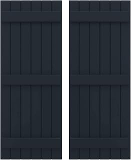 21"W x 50"H Americraft Six Board (3 Batten) Exterior Real Wood Joined Board-n-Batten Shutters (Per Pair), Starless Night Blue