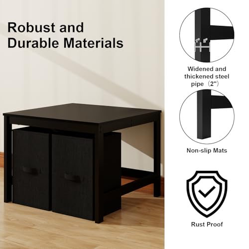 Image of Laundry Pedestal with 2 Laundry Baskets, 29 inch Universal Washing Machine Stand, Dryer Stand with Anti-slip Pads, Heavy Duty Metal Base with 880lbs Capacity, Fit Anti-Vibration Design