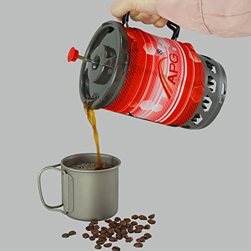 APG outdoor French Coffee Presses Stove For Camping Backpacking Hiking, Outdoor Propane Camp Cooking Gear Burner Pot With Coffee Filter(0.9-Liter)