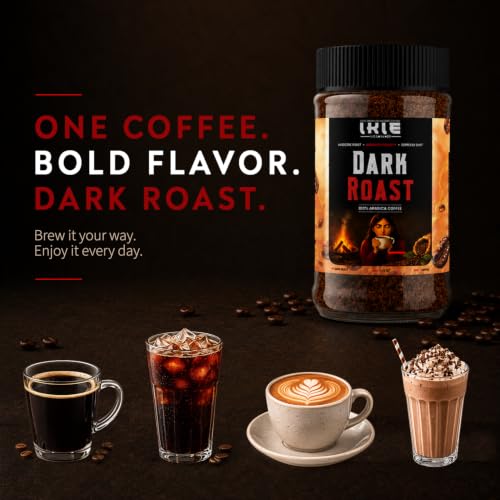 Image of IKIE Dark Roast Instant Coffee Powder 100g | 100% Arabica | No Chicory | Intense Bold Flavour | Strong Black Coffee