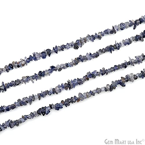 5 Strands (34Inches) Of Real Natural Iolite Gemstone Chips Beads. Wholesale Price. Prepared Exclusively By Gemmartusa. #TOP2