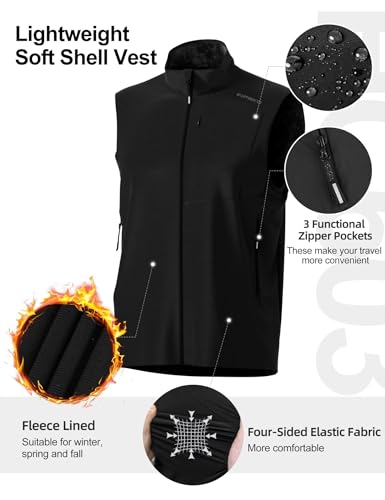 Lightweight Vest for Men, Elastic Softshell Golf Vests, Fleece Lined, Water resistent, Hiking, Cycling2