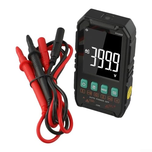 GLFLOW Probador de voltaje de 600 V CA CC, multímetro digital FY106B 600 V CA/CC voltaje 4 A, herramienta de medición de corriente con pantalla LCD VA y linterna