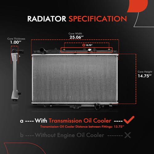 A-Premium Engine Coolant Radiator with Transmission Oil Cooler Compatible with Mitsubishi Montero Sport 1997-1999 L4 2.4L, Automatic Transmission by A-Premium - Image 2