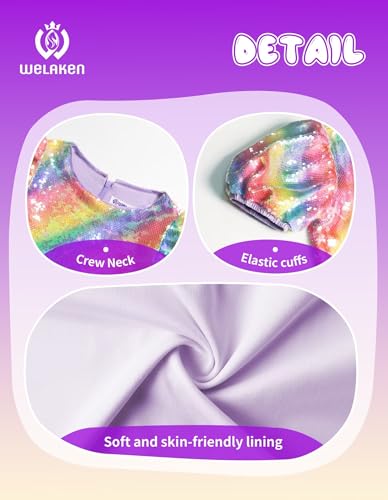 Image of WELAKEN Girls Ombre Sequin Dress Sparkly Fancy Short Puff Sleeves Gradient Party Dress