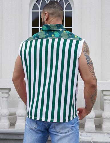 Image of Yuanbang Denim Vest for Men Print Sleeveless Jean Jacket Festival Clothing