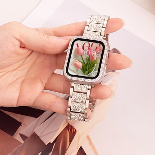 Bracelet iWatch Series 10 46 mm métal doré rose rigide coque protection montre connectée - 5