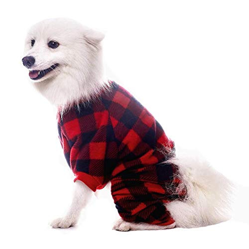 Scenereal Pet Pajamas For Dogs Red Plaid Sweaters Soft Clothes #TOP4