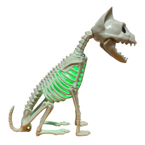 Decoración de Esqueleto de Gato, Estatua de Gato Esqueleto | Accesorio de de Gatito Brillante | Escultura gótica de pequeño, Figura de Gatito de Halloween para Recuerdos de Fiesta de es