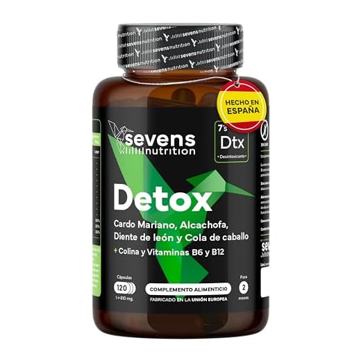 Cardo Mariano con Alcachofa, Diente de León, Colina y Cola de Caballo | 120 Cápsulas Detox para Hígado y Colon | Suplemento Natural Enriquecido con Vitaminas B6, B9 y B12 | Detox Hepático y Digestivo