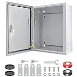 Electrical Box 12 x 10 x 6'' Steel Electrical Junction Box，NEMA 4X Steel Enclosure Box，Indoor&Outdoor Electrical Box Waterproof & Dustproof，Wall Mounted Universal，with Lock & Mounting Plate